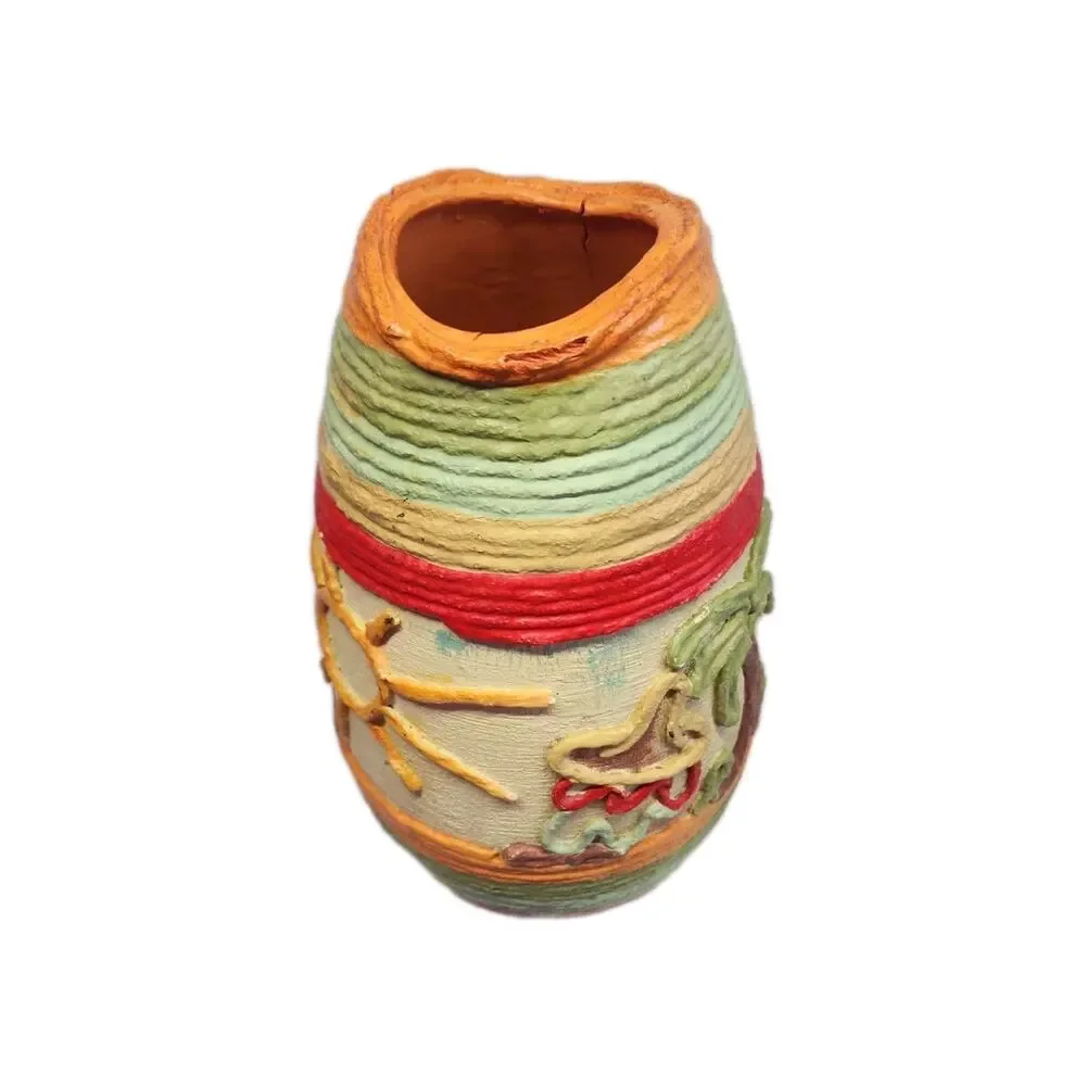 Mexican Hand Made Pottery Folk Art vase Southwest Arizona Style Vase Holland Co
